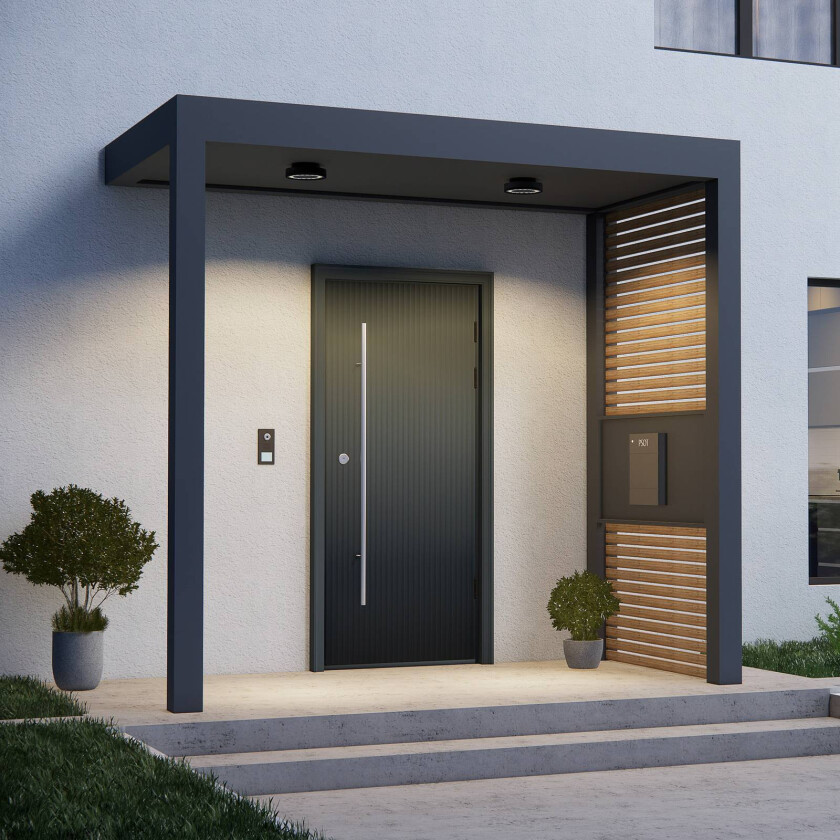 utendørs taklampe Nona, Ø 18,2 cm, antrasitt