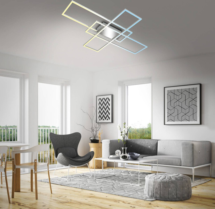 Roami LED taklampe, 104x71 cm, aluminium-krom, CCT