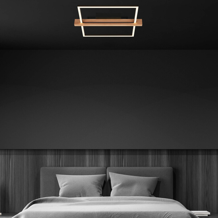 Moldura taklampe, 43x35 cm, tre, metall, svart