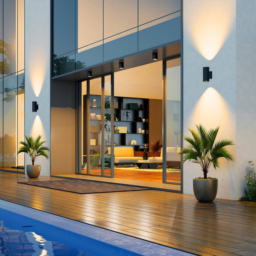 utendørs vegglampe Foris Round Double, antrasitt