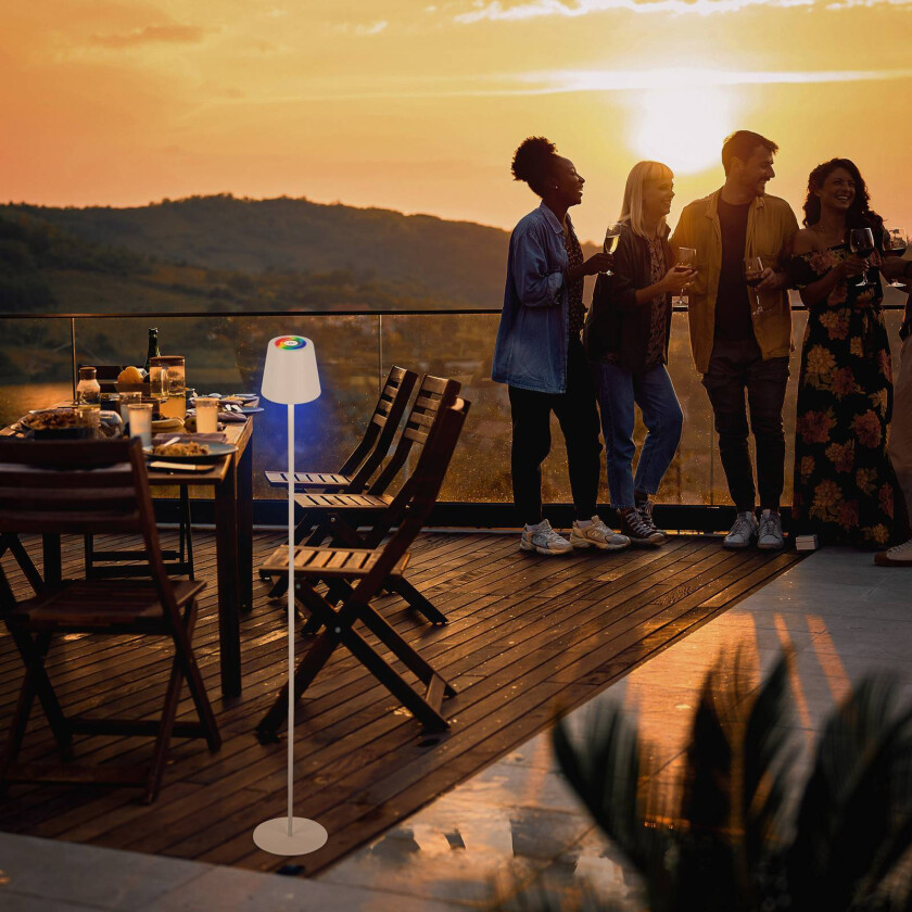 LED-gulvlampe Coloris, hvit, RGB, dimmer, IP44, USB