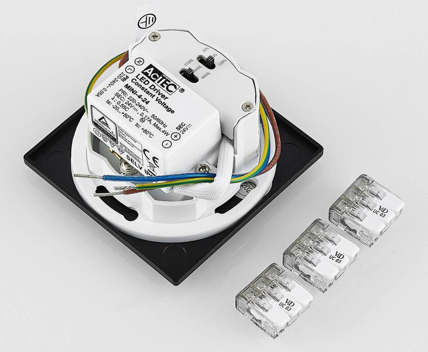 LED innbyggingslampe Wall 68 R Sina IP44 SQ, svart