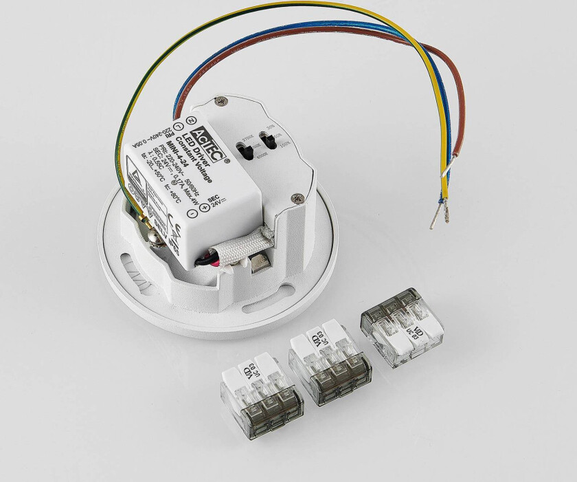 LED innbyggingslampe Wall 68R IP44 RD, hvit, aluminium, CCT