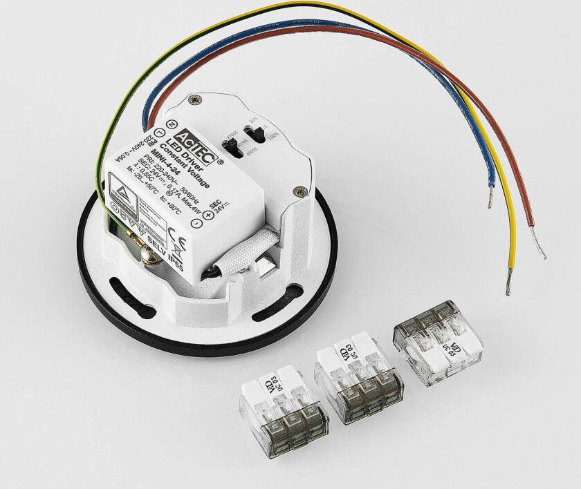 LED innbyggingslampe Wall 68R IP44 RD, svart, CCT