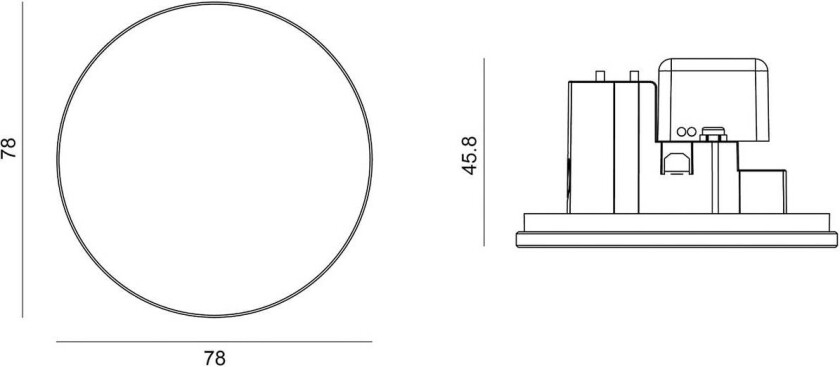 LED innbyggingslampe Wall 68R Glass RD, hvit, aluminium, CCT