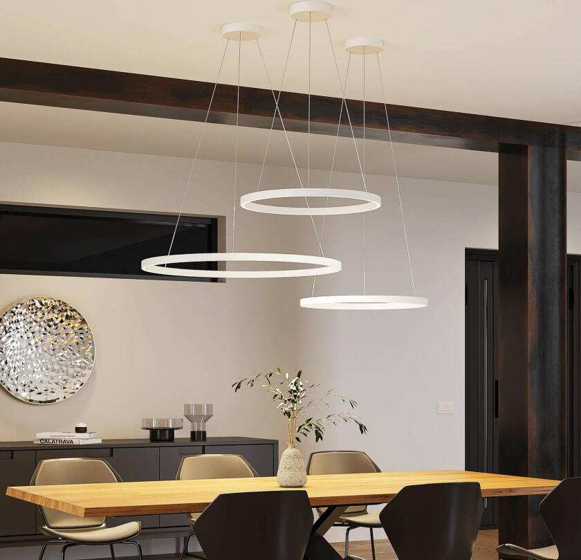 hengelampe Perfora, hvit, Ø 60 cm, aluminium