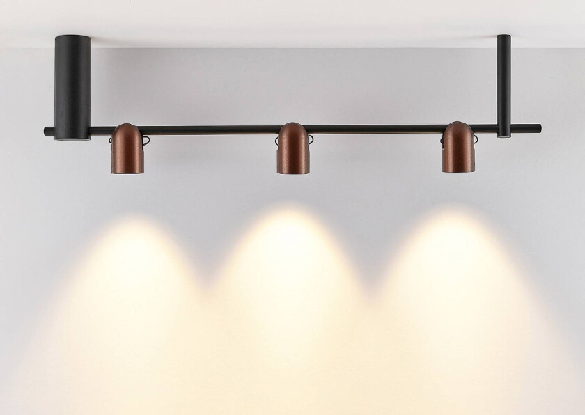 hengelampe Nuun SD, svart/kaffebrun, 3 lyskilder.