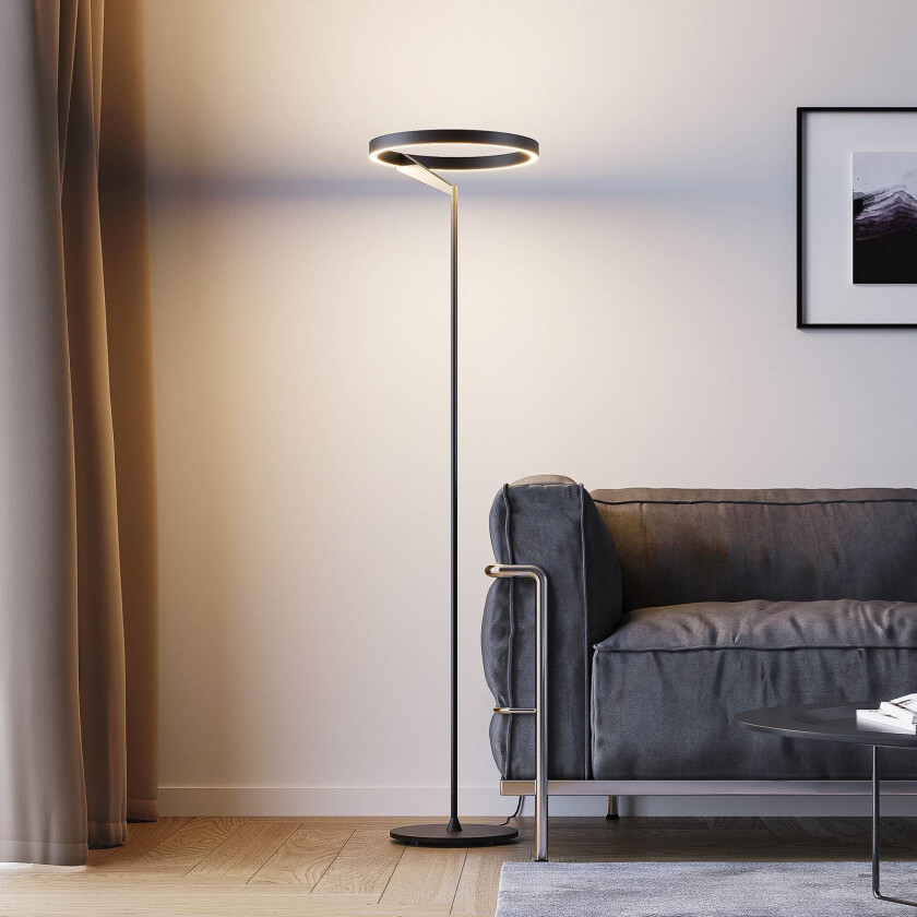 LED-gulvlampe Melli F, svart, aluminium, høyde 168 cm