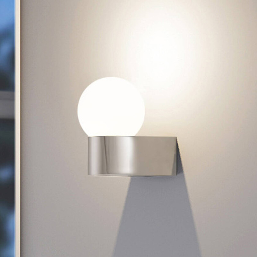 Lanu Rund utendørs vegglampe, krom, aluminium/glass