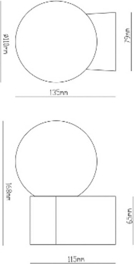 Lanu Round utendørs vegglampe, svart, aluminium/glass