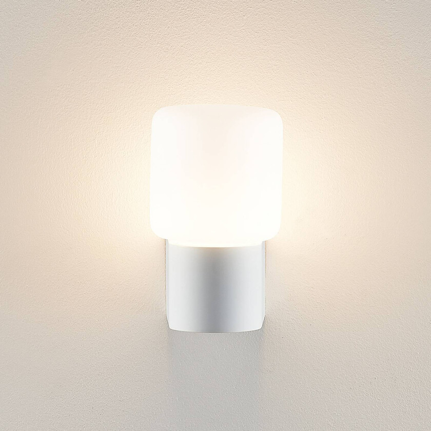 Lanu Flat utendørs vegglampe, hvit, aluminium/glass