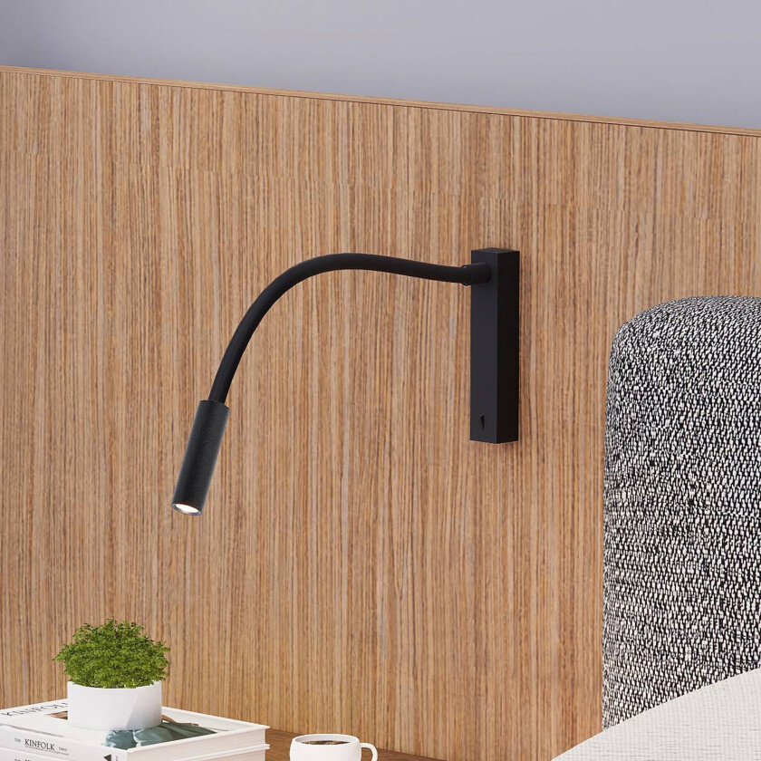 Arok LED-vegglampe, svart, aluminium, utspring 49 cm