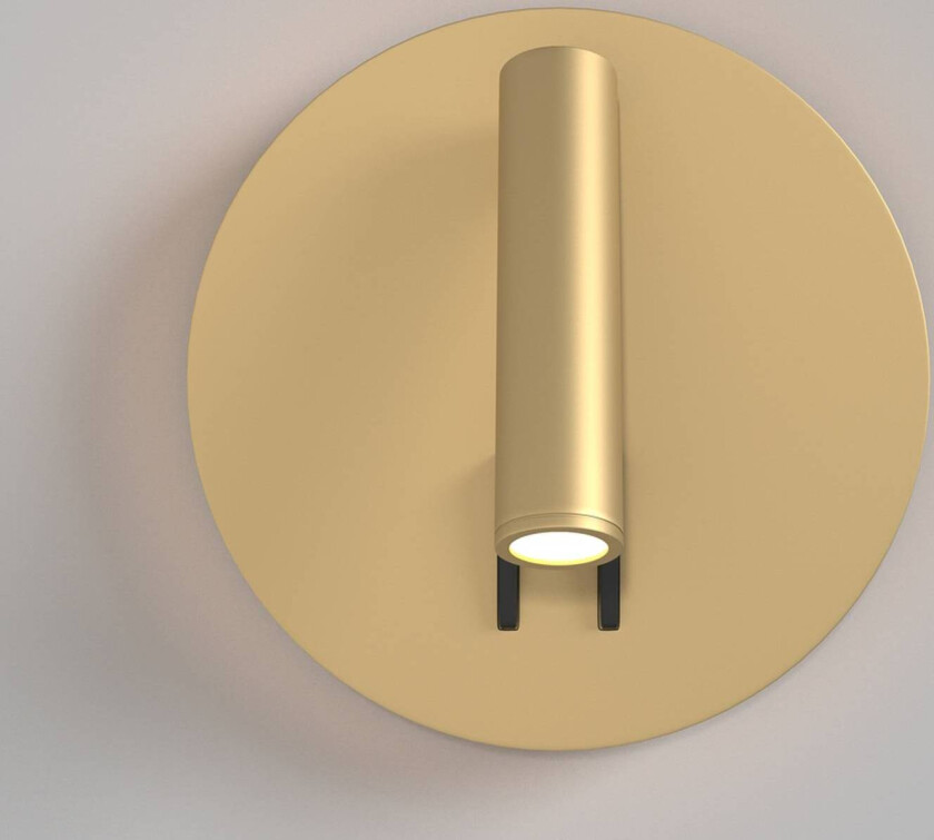 LED-vegglampe iOS 176, gullfarget, rund, aluminium