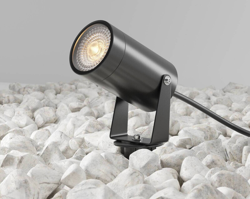 Scope spot med jordspyd, svart, aluminium, IP65