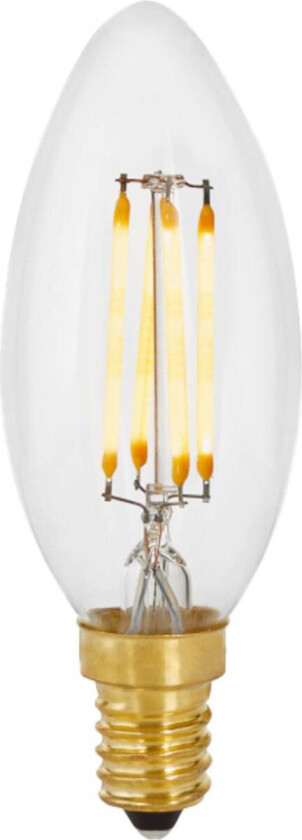 LED-pære, stearinlys, E14, 4 W, 2700 K, klar, dimbar.