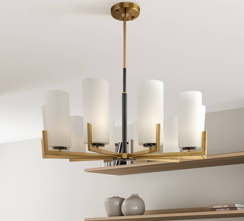 lysekrone Fortano, 10 lyskilder, glass, E27