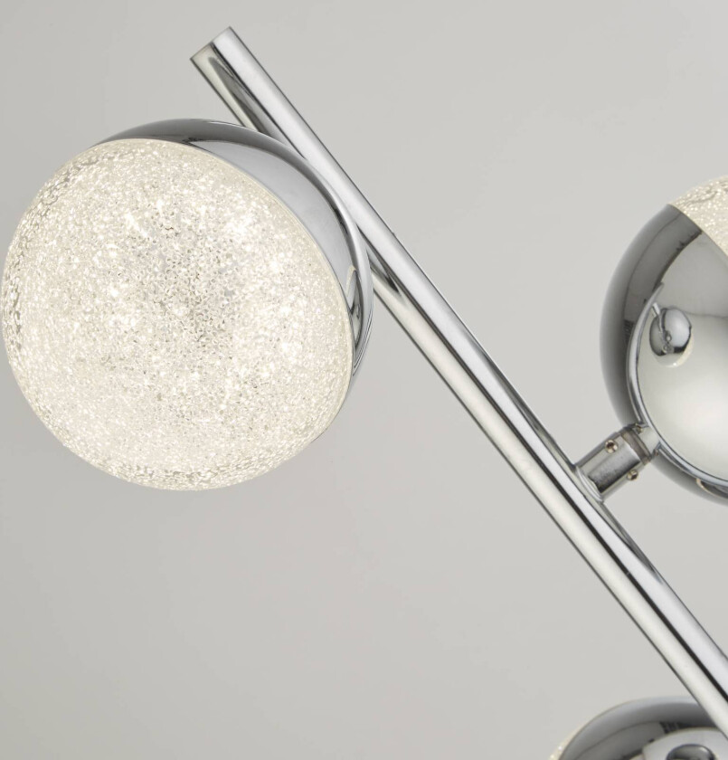 LED-gulvlampe Marbles, kromfarget, glass, 152 cm høy