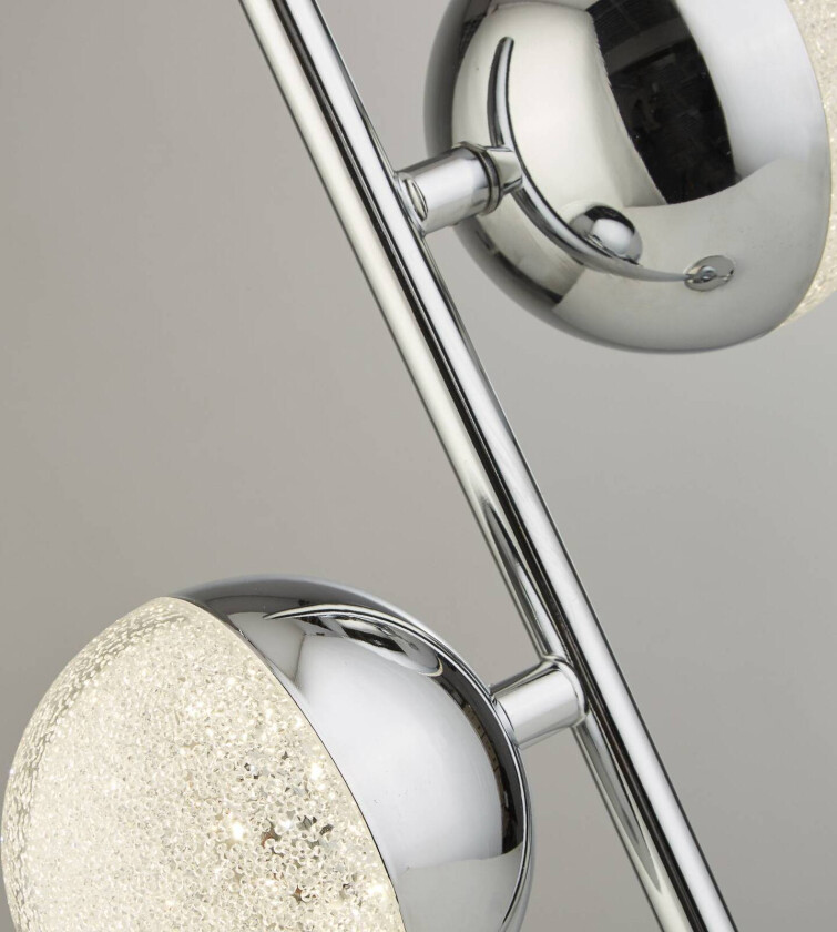 Marbles LED-bordlampe, kromfarget, glass, 45 cm høy