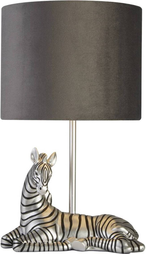 Zebra bordlampe, svart/sølv, kunstharpiks, 26 cm, E27