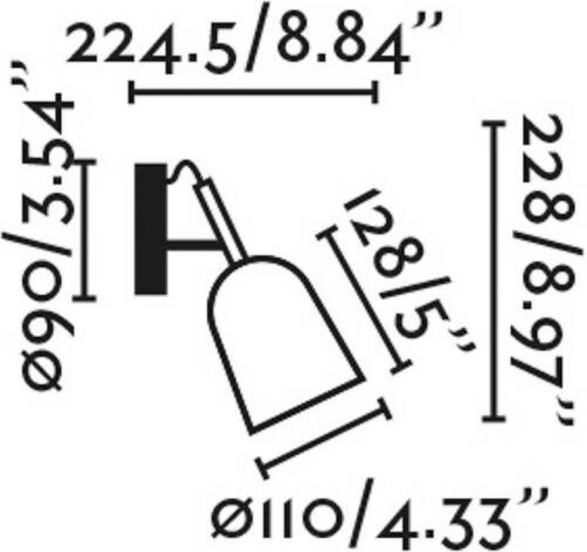 Studio vegglampe, rosa/svart, stål, Ø 11 cm