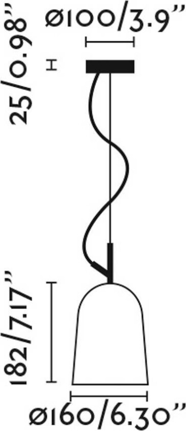 Studio hengelampe, Ø 16 cm, rosa/svart, stål