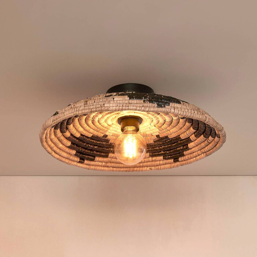 Good & Mojo Andros taklampe, svart/natur/hvit, Ø 45 cm