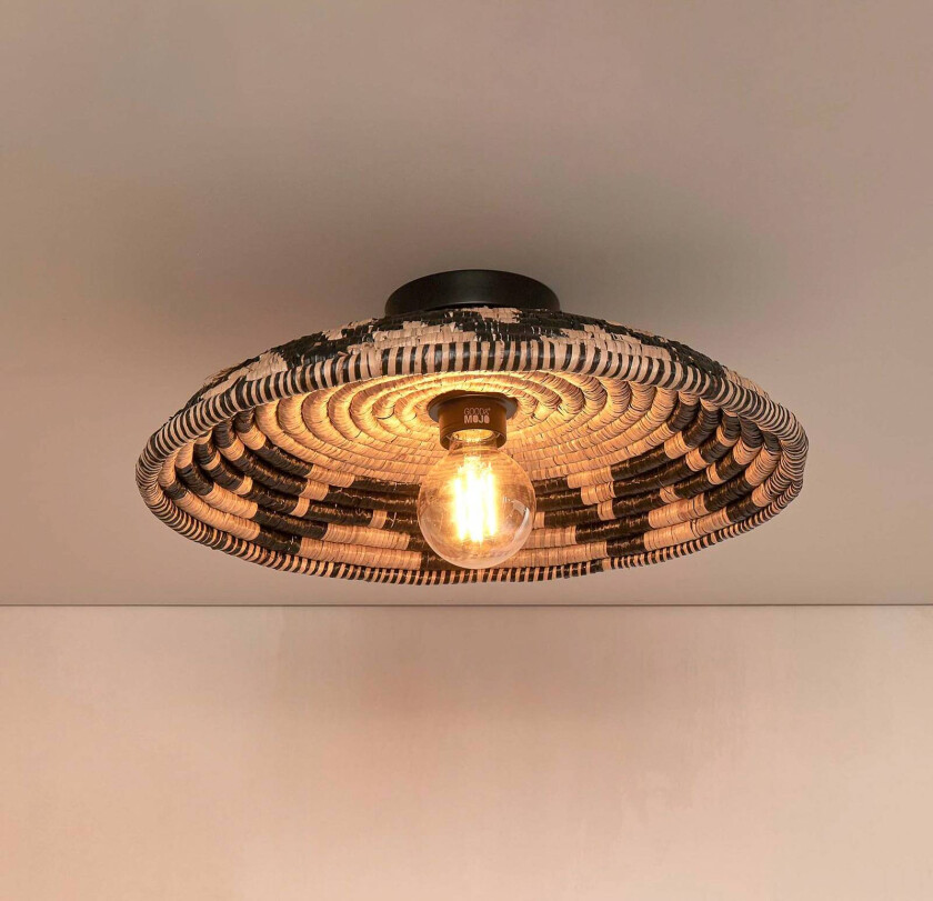 Good & Mojo Andros taklampe, svart/natur, Ø 45 cm