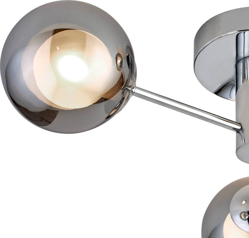 Oscar taklampe, krom/røykfarget, glass, 3 lyskilder, G9