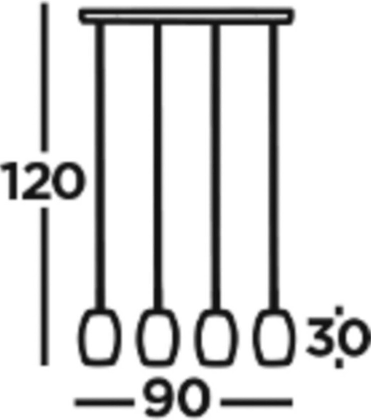 Laser pendellampe, svart, metall, 4 lyskilder, E27