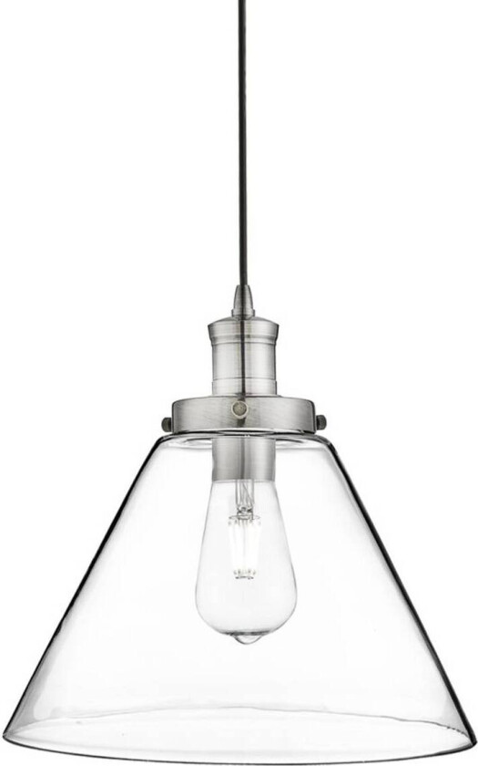 Pyramide pendellampe, sølv/klar, glass, Ø 29 cm, E27
