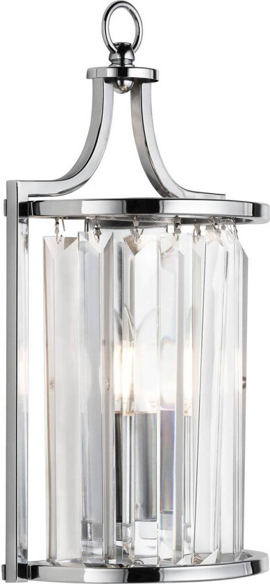 Victoria vegglampe, kromfarget, krystallglass, 18 cm, E14