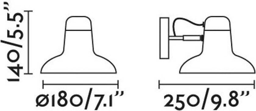 Snap vegglampe, mørkegrå, stål, bredde 18,5 cm