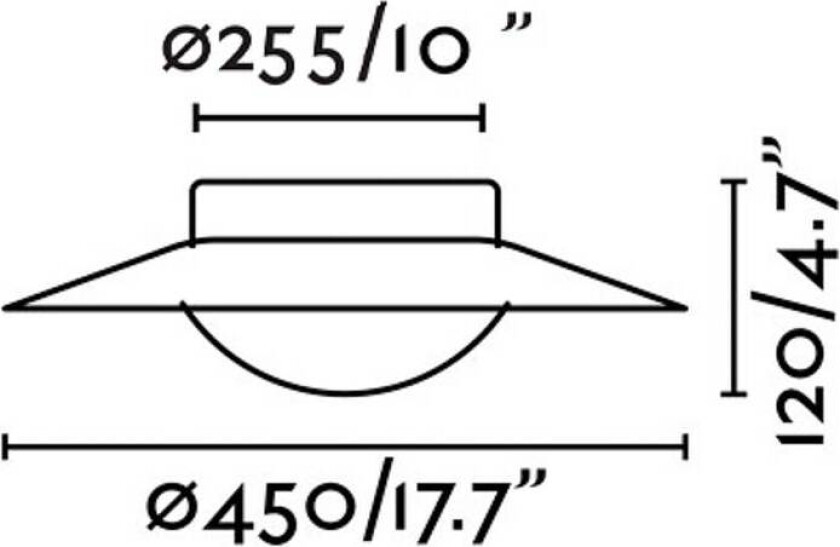 LED-vegglampe Side 450, svart/gull, stål/glass, Ø 45 cm