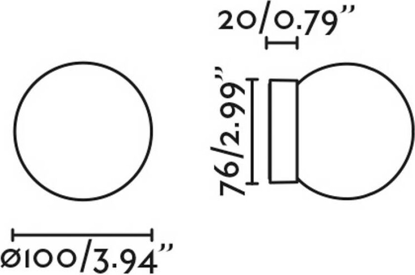 Ping LED-vegglampe, svart/opal, glass, aluminium, Ø 10 cm