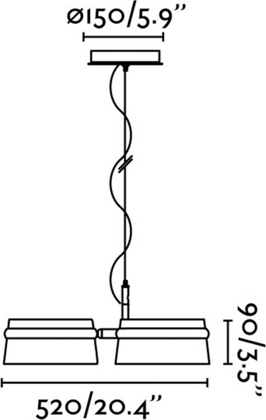 Loop hengelampe, kirsebær/svart, tre, lengde 52 cm