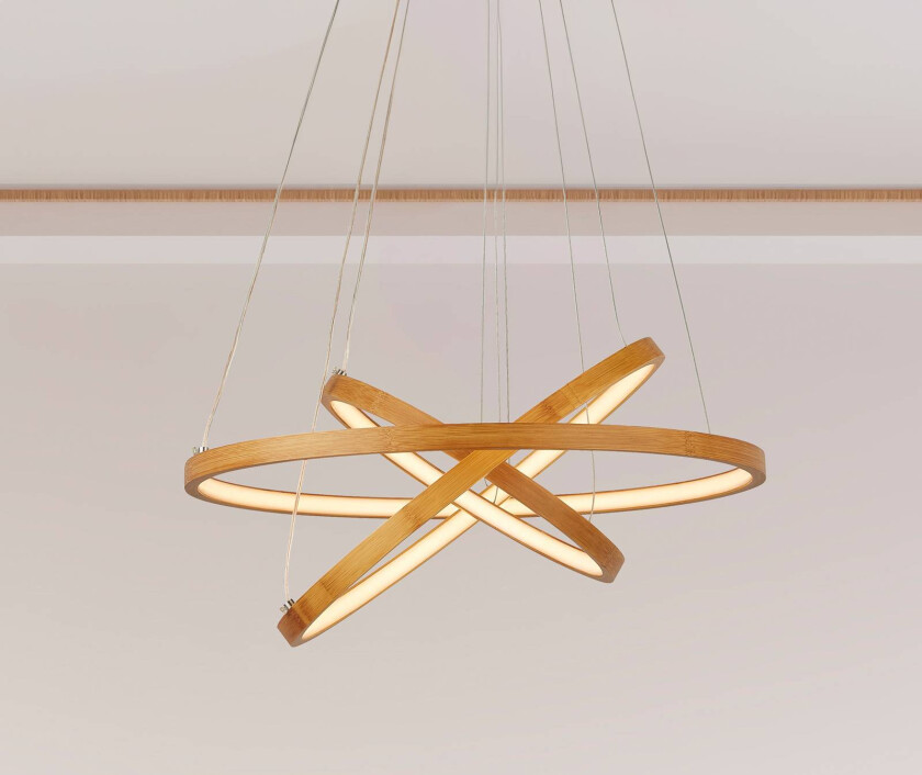 Eternity hengelampe, gullfarget, bambus, Ø 50 cm