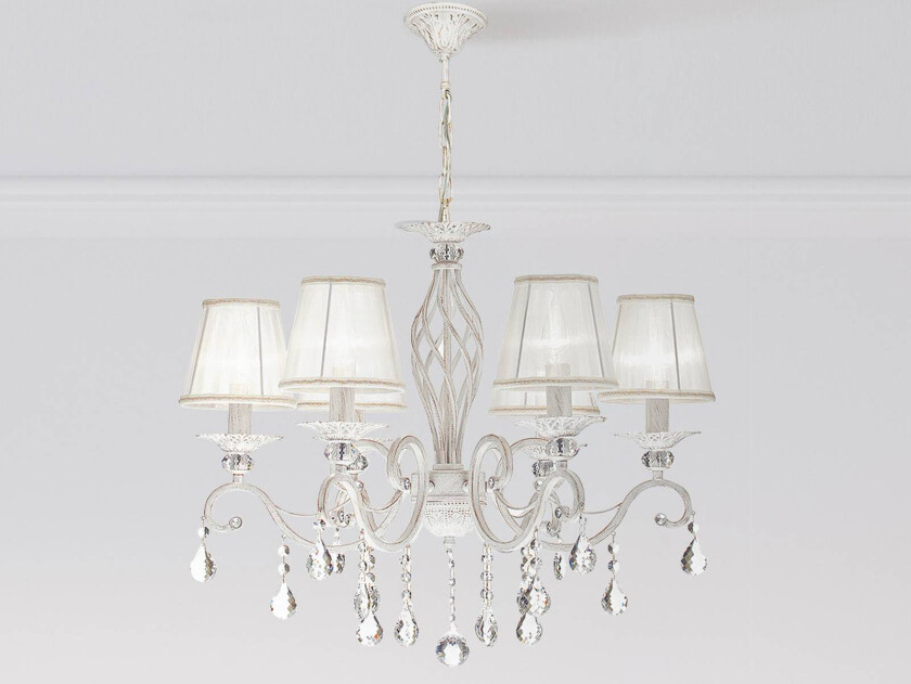 Grace lysekrone, hvit, 6 lyskilder, organza, E14