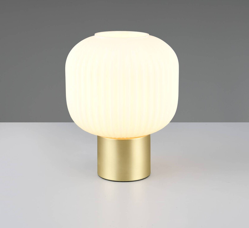 Diva bordlampe, messingfarget, hvit, metall, glass, E27