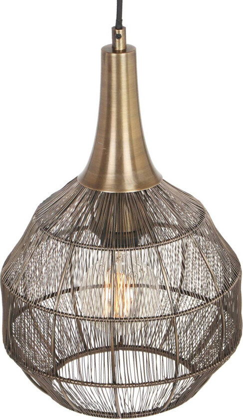 Soraya hengelampe, Ø 26 cm, metall, antikk messing, kuleform