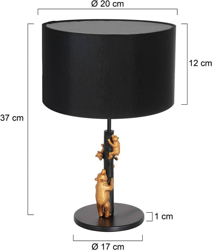 Animaux 7203ZW bordlampe, metall, lin, svart