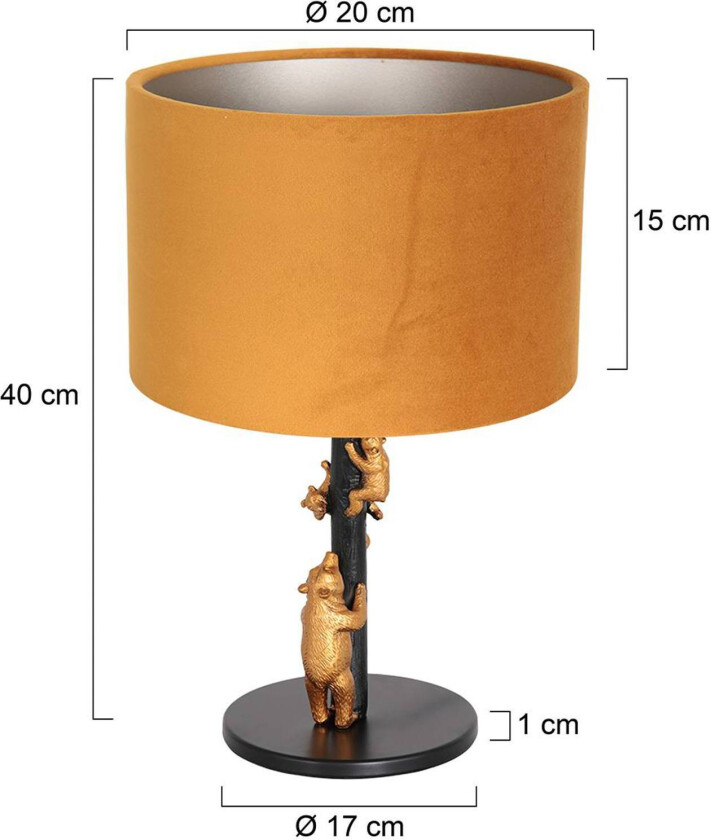 Animaux 8235ZW bordlampe, metall, fløyel, svart, gull