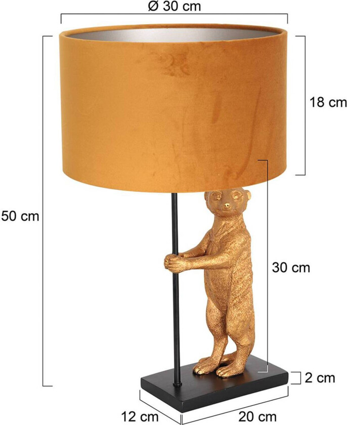 Animaux 8228ZW bordlampe, metall, fløyel, gull, svart