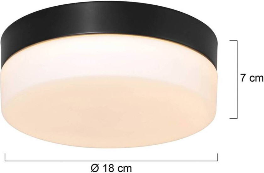 Taklampe Ikaro svart, Ø 18 cm, metall, plast