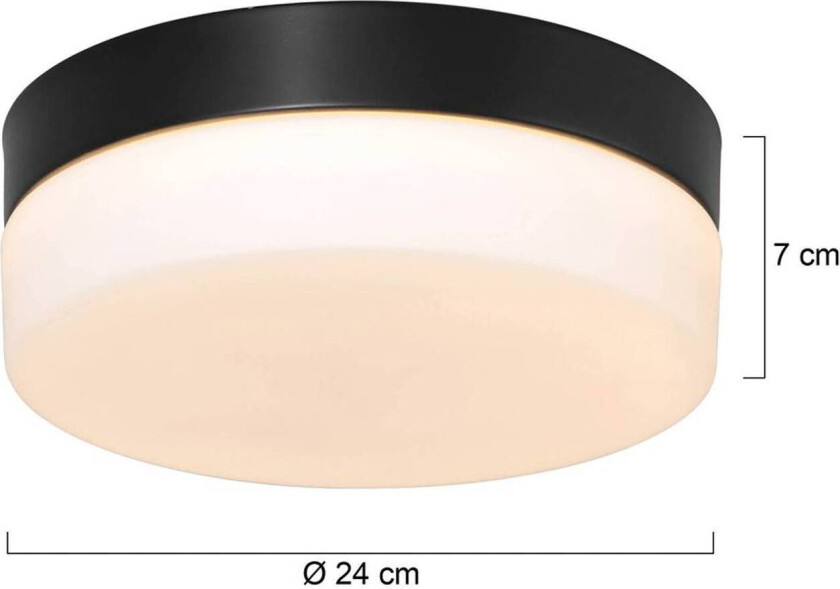 Taklampe Ikaro svart, Ø 24 cm, metall, plast