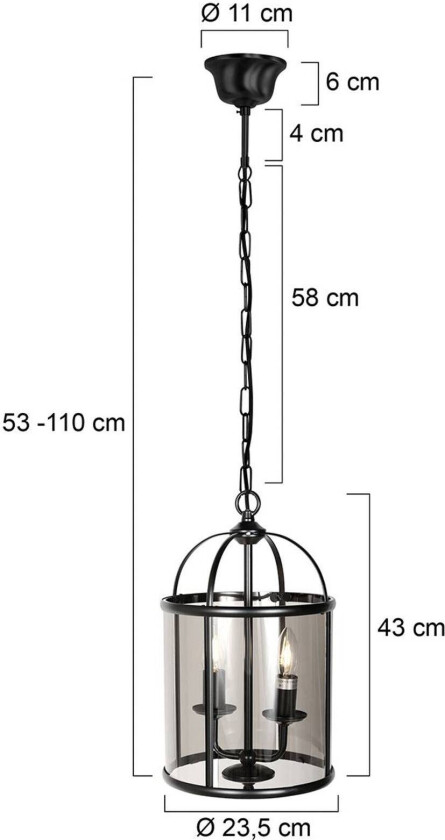 Pimpernel hengelampe, Ø 23 cm, svart