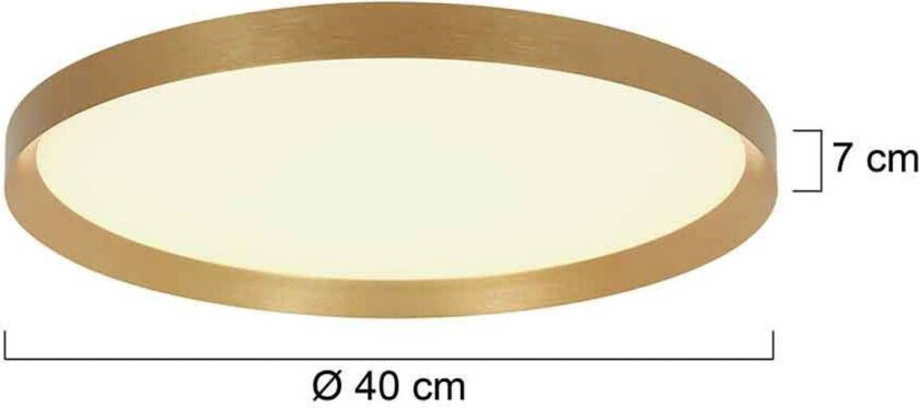 Flady LED taklampe, gullfarget, Ø 40 cm direkte/indirekte