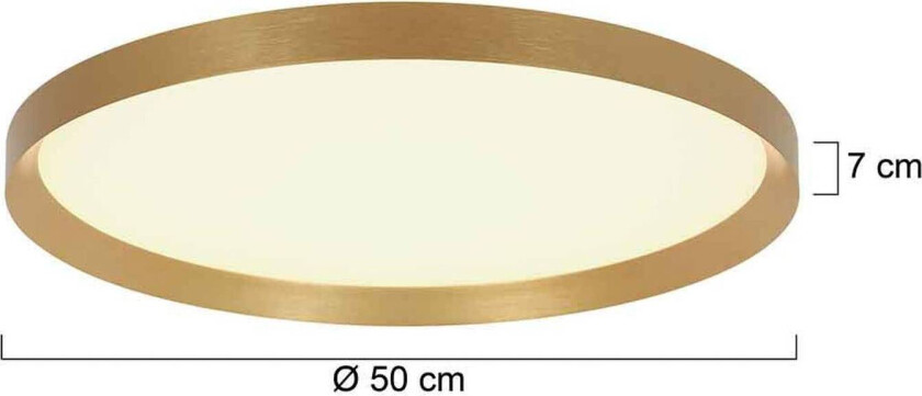 Flady LED taklampe, gullfarget, Ø 50 cm direkte/indirekte