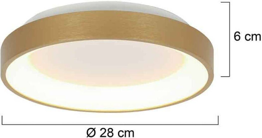 Ringlede taklampe, gull, høyde 6 cm, Ø 28 cm