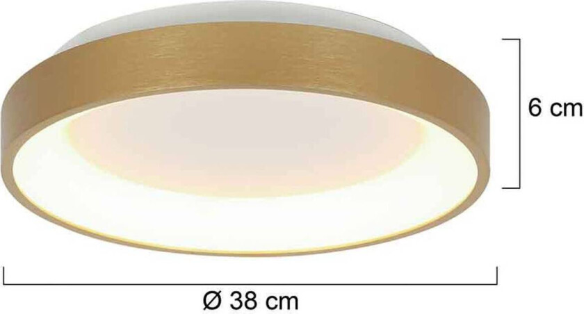 Ringlede taklampe, gull, høyde 6 cm, Ø 38 cm