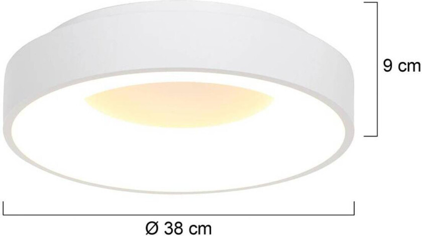Ringlede LED taklampe, 2700 K, Ø 38 cm, hvit, metall